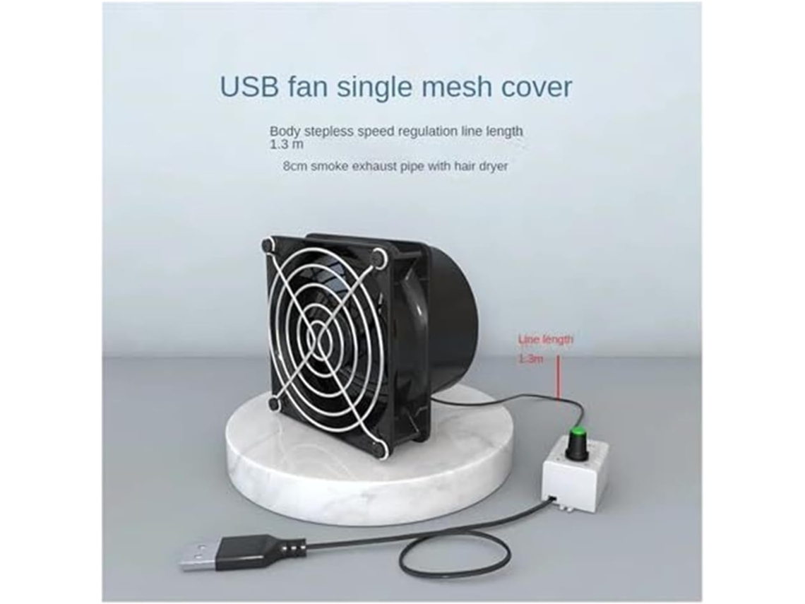 Ventilador De Conducto, Extractor De Humos Usb De Velocidad Ajustable Con Manguera De 1 M Para Baños.