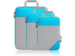 Cubos De Embalaje De Compresión, Juego De 3 Piezas De Bolsas De Malla De Almacenamiento Estirables CHRUI, Color Azul