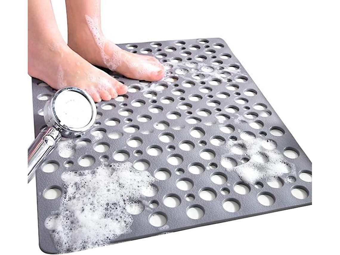 Tapete De Ducha Cuadrado Antideslizante Antimoho, 75x43 Cm Caucho Para Baño Gris Resistente Al Moho Y Lavable A Máquina