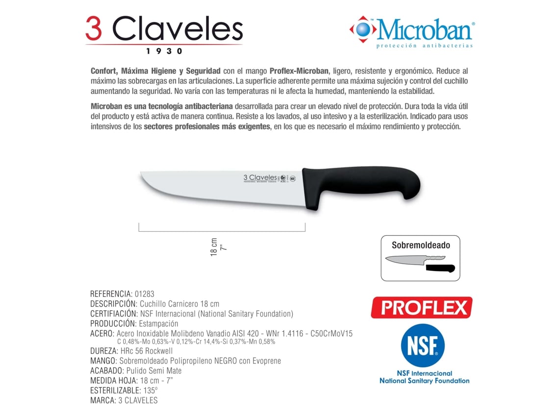 3 Claveles POM - Kit Cuchillo Jamonero Profesional Alveolado 29 cm y C –  PracticDomus