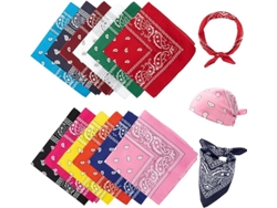 Conjunto De 12 Pañuelos Unisex Para La Cabeza - Pañuelo/bufanda Con Estampado Paisley, 100% Poliéster - Estilo Vaquero