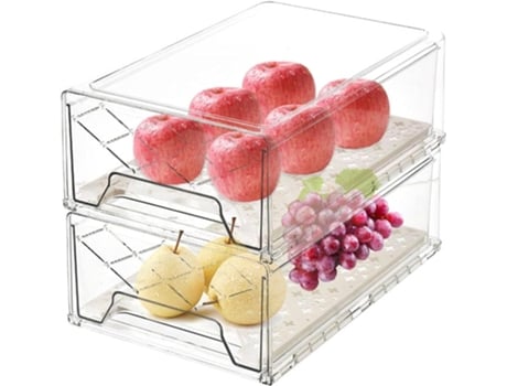 Caja de almacenamiento de plástico, almacenamiento de nevera y organización de cocina, cajones de nevera apilables, se utiliza para pan, comida, té...