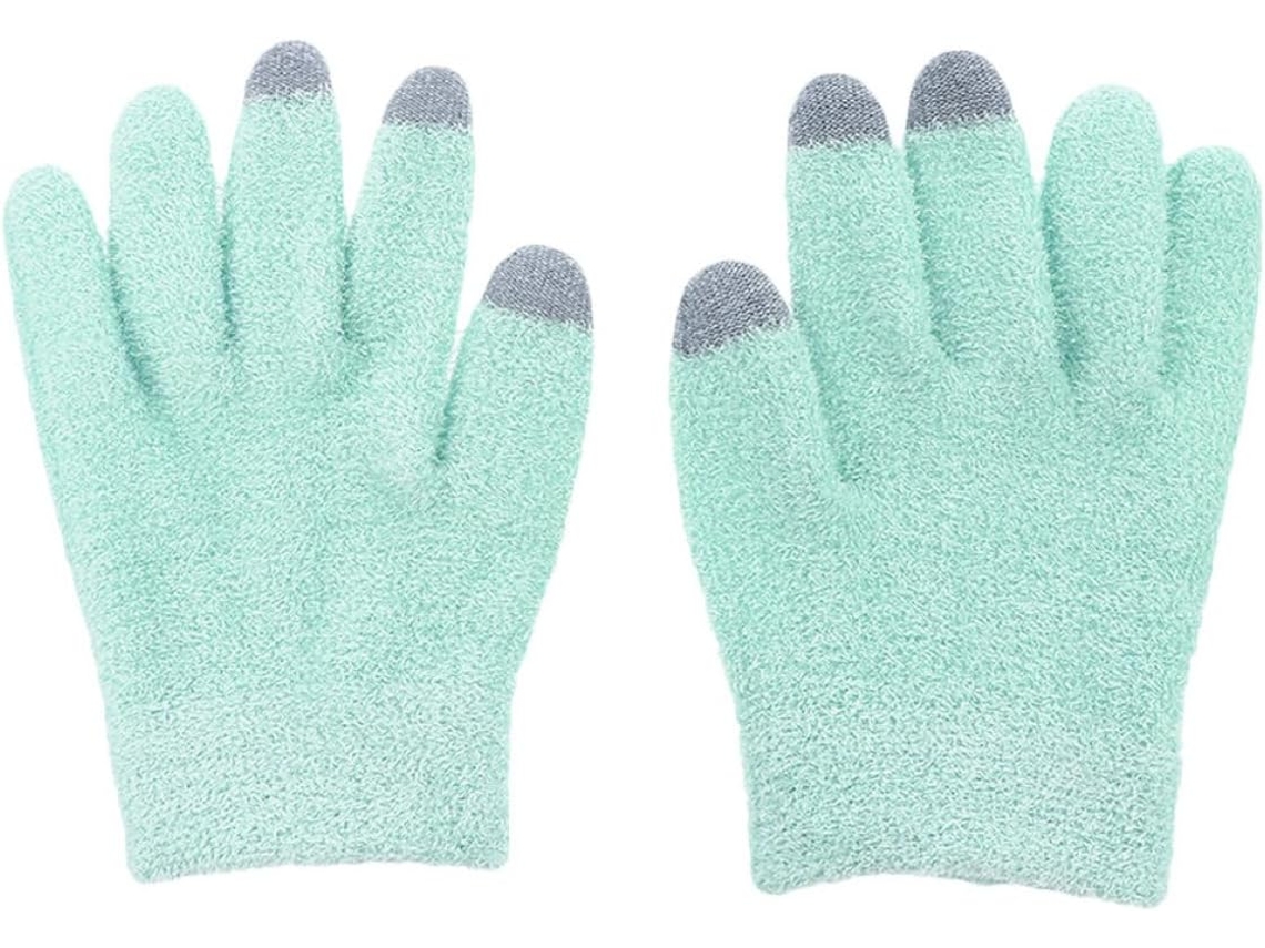 Luvas De Spa Com Gel Hidratante E Função Touchscreen, Na Cor Verde Pena.