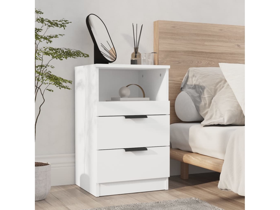 Mesita de Noche Derivados de Madera Blanco