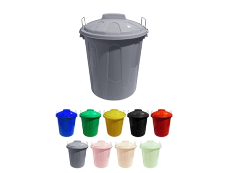 Cubo Basura de plástico Com Tapadera | Cubo almacenaje e reciclar Gris 100 litros