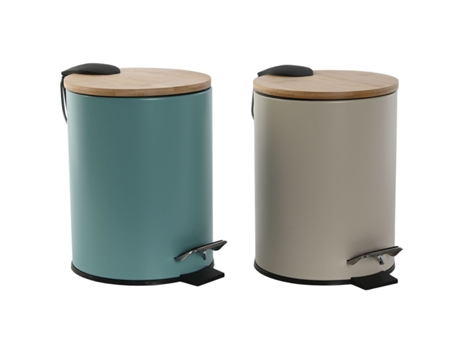 Cubo de basura HOME ESPRIT Beige Turquesa Moderno 3 L (2 Unidades)