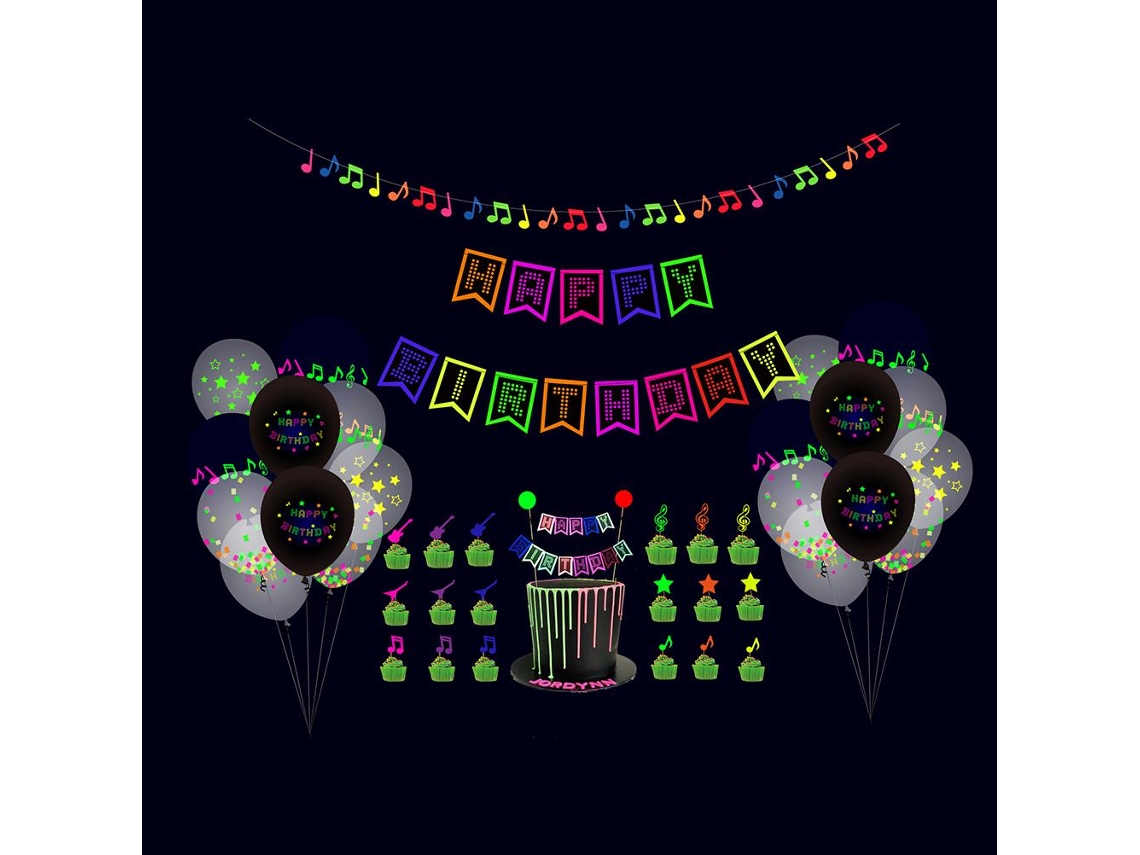 Letras fluorescentes para decorar fiestas de cumpleaños de adultos y niños en 2026.