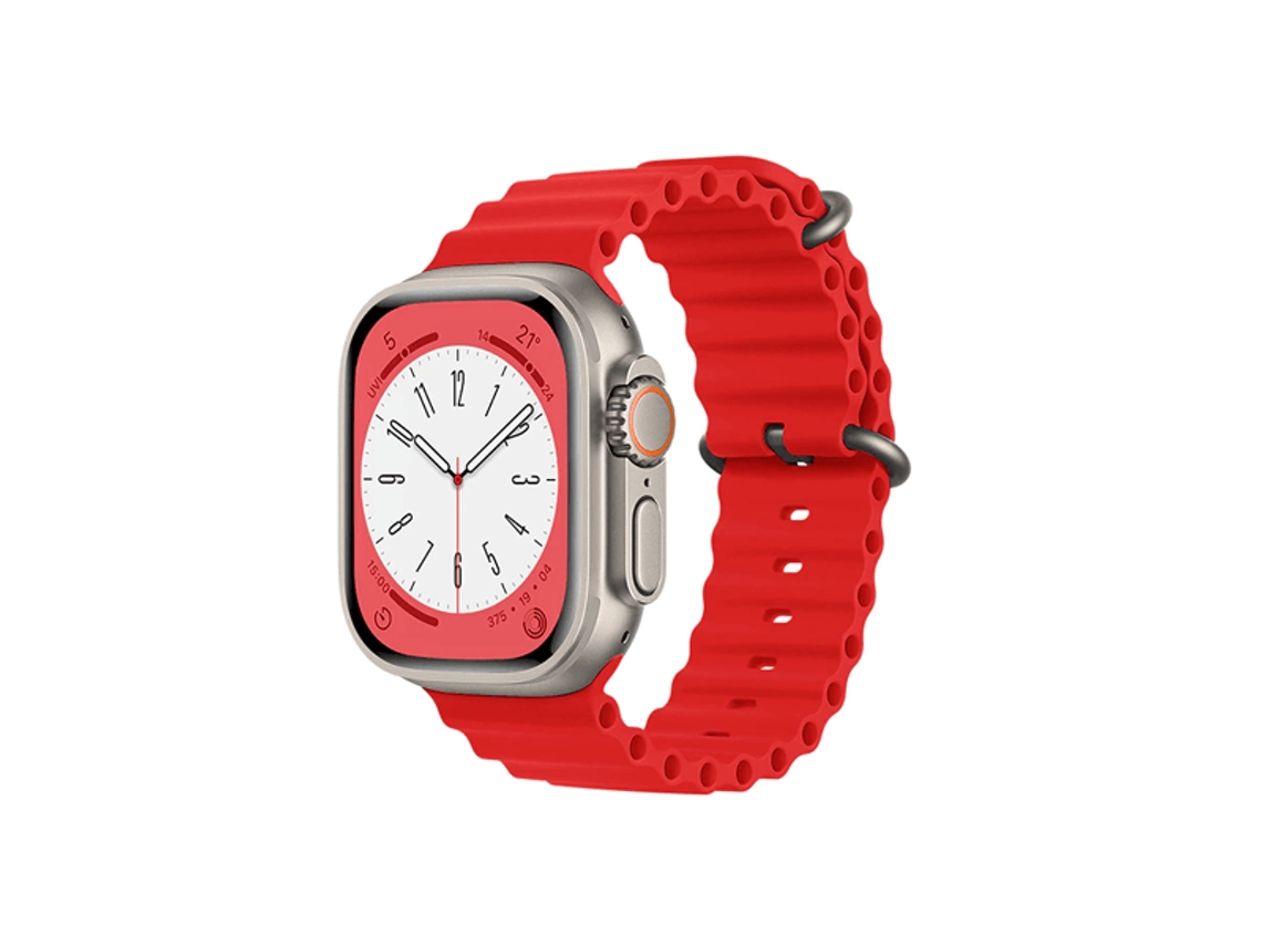 Correa de silicona Ocean Waves para Apple Watch Ultra 3, color rojo. Phonecare
