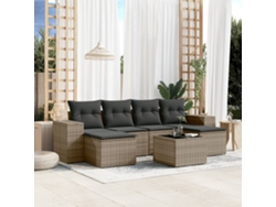 Conjunto de sofás de jardín de 7 piezas DKD Home Decor con cojines de mimbre gris