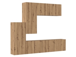 Mueble de TV de pared de 5 piezas, roble artesanal, EXCLUSIVO DE LA CASA