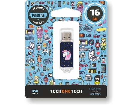 Memoria Usb Tech1Tech Unicornio Dream 16 Gb Usb Tipo-A 2.0 Azul Transparente