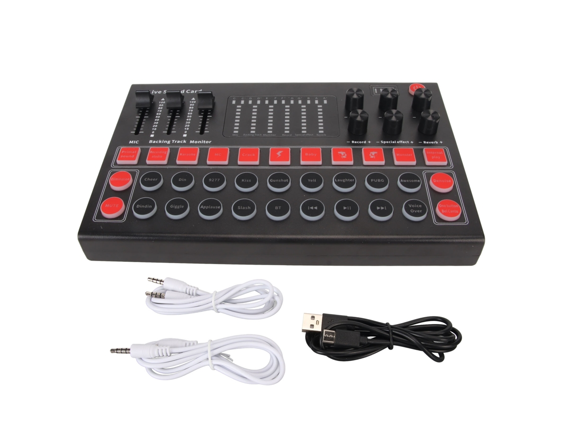Tarjeta De Sonido Live Mixer Con 8 Efectos De Sonido, 10 Efectos Especiales, Cancelación De Ruido Y Bluetooth.