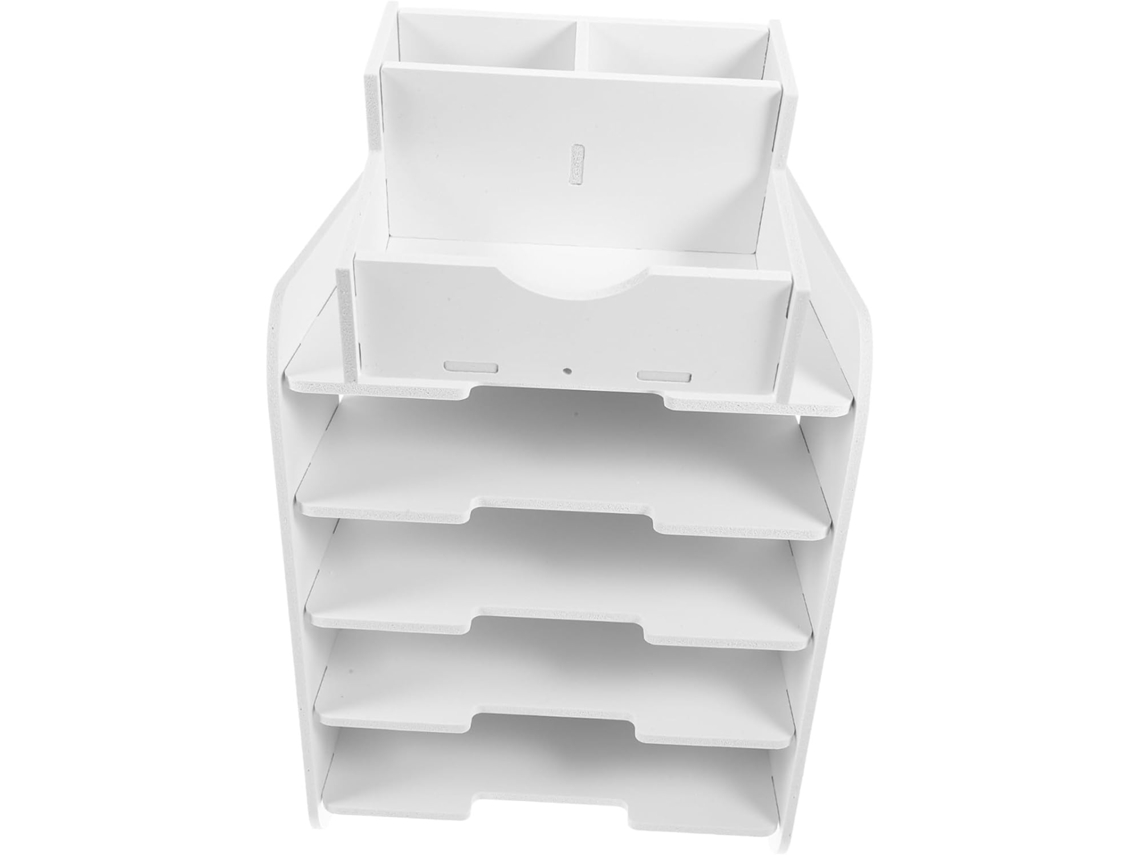 Organizador De Archivos De Escritorio Apilable De 5 Niveles, De Madera Y Plástico, Tamaño A4, Con Soporte Estable.