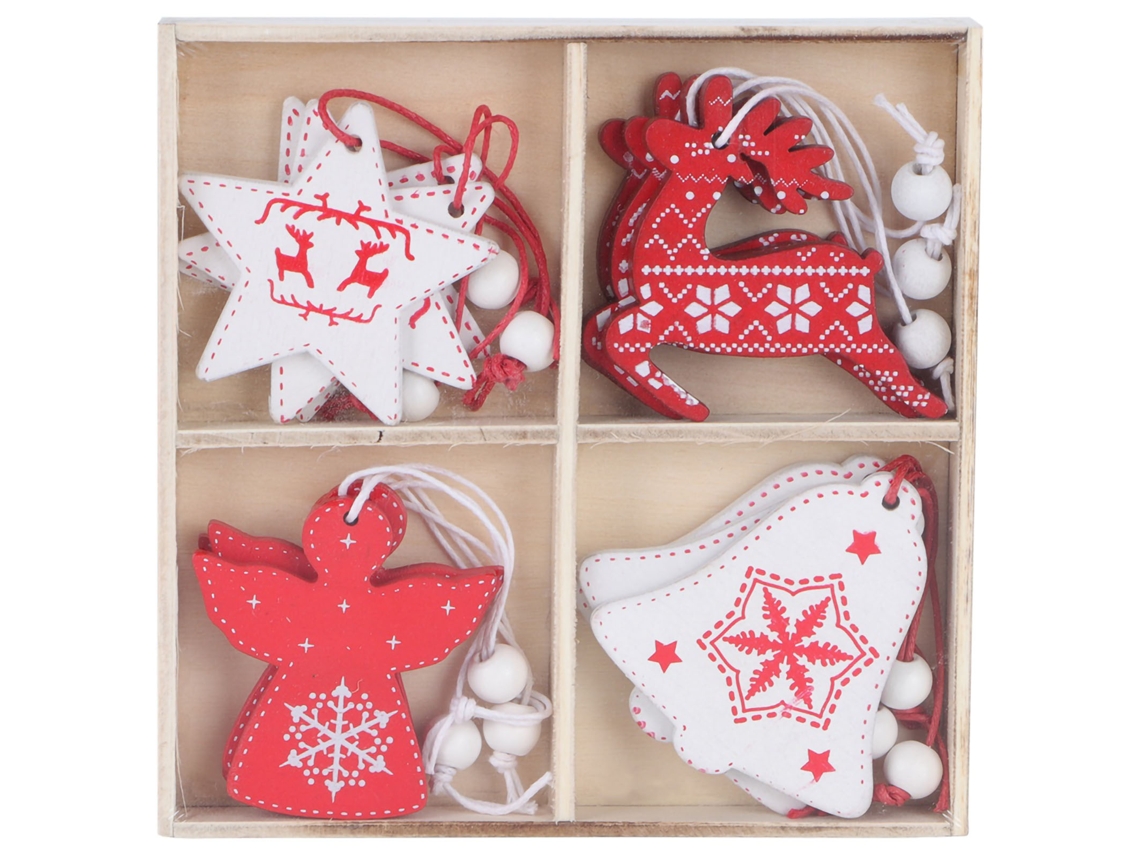 12 adornos navideños: árboles colgantes, pequeños adornos