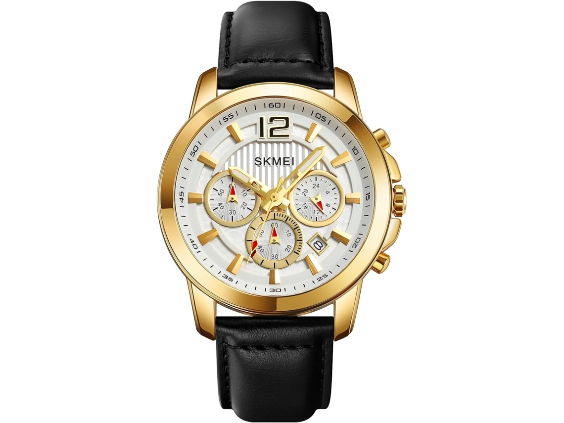 Reloj de pulsera clásico multifuncional para hombre, cronógrafo, esfera grande, militar, deportivo, resistente al agua, con correa de cuero