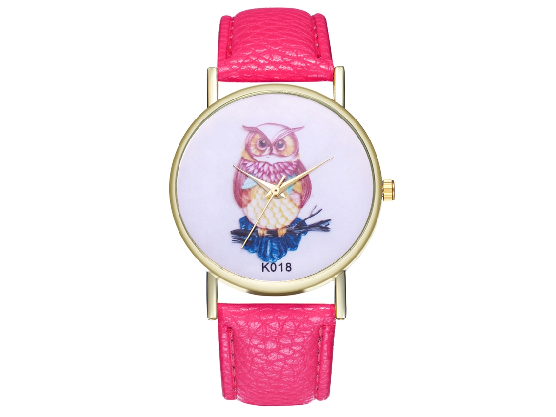 Reloj De Pulsera Analógico De Cuarzo Para Pareja De Negocios Con Correa De Cuero Y Detalles En Rosa Y Rojo.