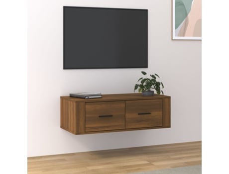 MAISON EXCLUSIVE Mueble TV colgante madera contrachapada roble marrón 80x36x25cm