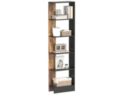 Estante Moderna e Compacta PRIME KANG com 5 Prateleiras (45x21x170 cm) marrom e preta