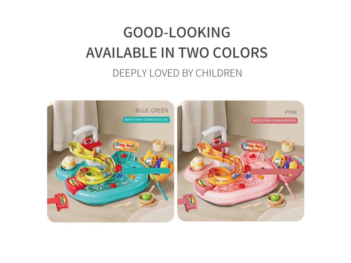 Fregadero Infantil Con Agua Circulante, Cocinita De Juguete, Juego De Rol, 22 Accesorios, Grifo Giratorio De 180°.