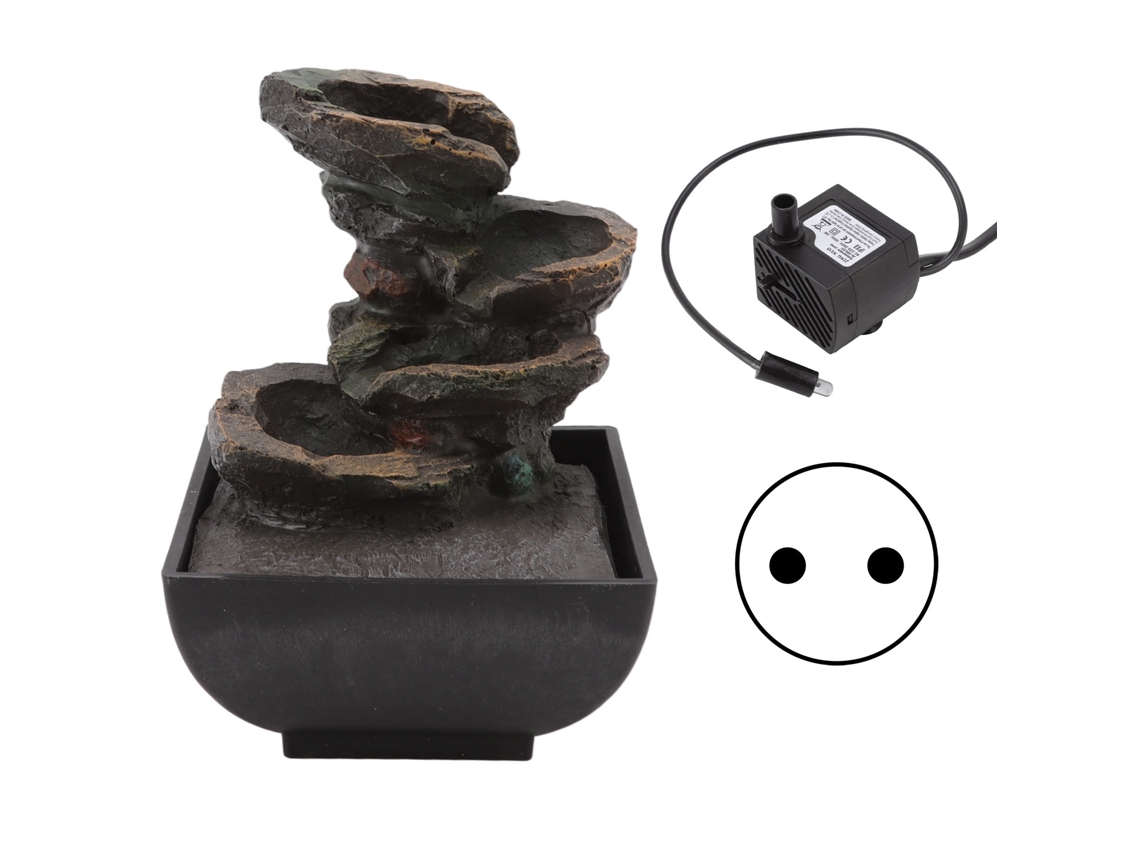 Fuente De Mesa Con 4 Niveles, Luz Led, Cascada, Resina Duradera, Para El Hogar/oficina, Enchufe Europeo 220v.