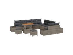 Maison Exclusive - Conjunto De Sofás De Jardín Con Cojín 13 Pcs Gris Poliratán