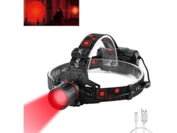 Linterna Frontal Led Recargable Roja Con 3 Modos De Luz Para Caza Pesca Observación Nocturna