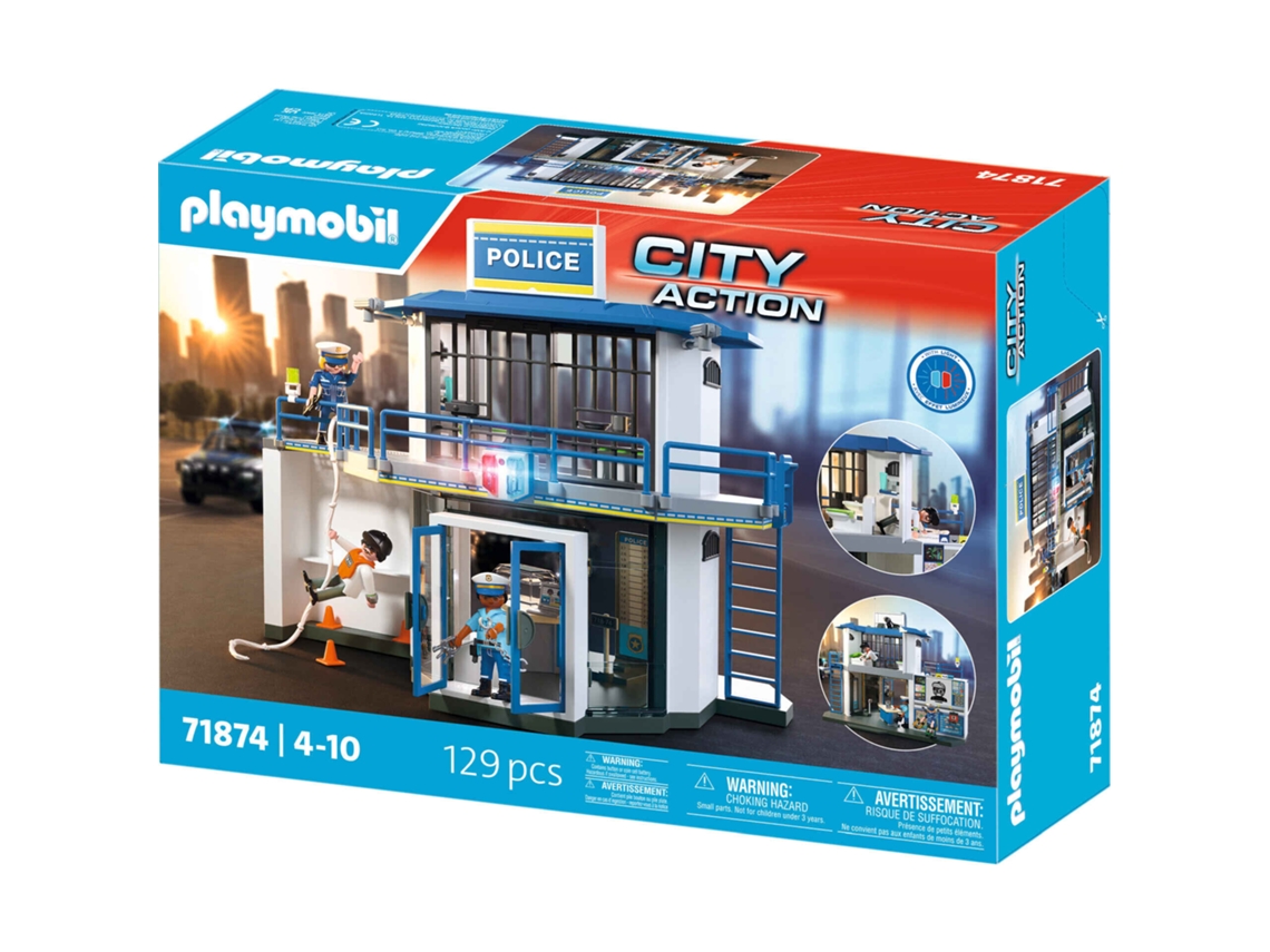 71874 Comisaría de policía con sala de investigación, agentes de policía, City Action, 129 piezas, a partir de 4 años Playmobil