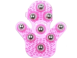 Luva de Massagem Corporal com 9 Esferas Metálicas, Massageador Palmar para Relaxar os Músculos e Apresenta Cor Rosa