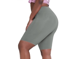 Shorts De Ioga Femininos Plus Size - Com Bolsos - 3xl Cinza Claro Siurn