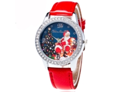Reloj De Pulsera Zhoulianfa Para Mujer En Piel Sintética Con Estampado Navideño Rojo.