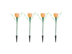 2026-4 Piezas Lámpara De Jardin Led Tulipán Solar Impermeable Decoración Para Cesped Naranja