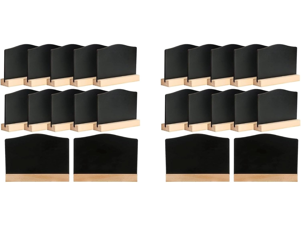 24 Mini Letreros De Madera Con Soporte, Pequeños Letreros De Madera Negros Para Etiquetar, Tarjetas De Lugar, Tarjetas De Lugar