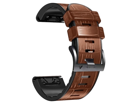 Correa Smartwatch Para Garmin Fenix 7X / 6X / 5X Correa De Cuero De Silicona Marrón Con Textura De Cocodrilo VENISYMLIS