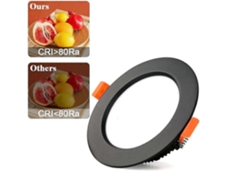 Rebe-foco Empotrado Led Negro Ultraplano, 5 Unidades 7w 700lm, Ip44, Blanco Cálido 6000k, Ac 220-240v, Corte 80-90mm, Redondo Delgado