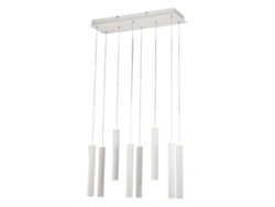 Lámpara colgante Fabas Luce Prado con 8 luces LED, 52 W regulable, blanco mate, diseño lineal