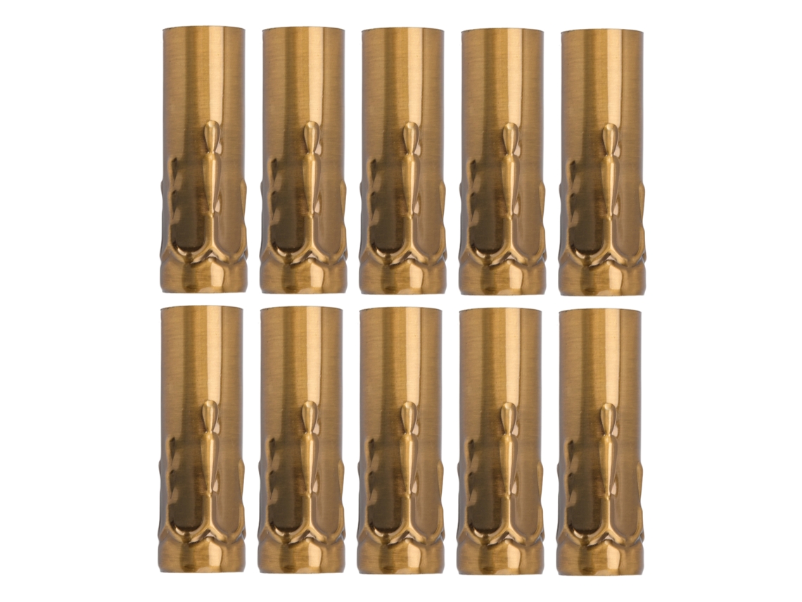 Rebe-10 Piezas Tubería Metálica E14 Para Portacandles Base De Lámpara Accesorios De Iluminación 25x80mm Oro Bronce
