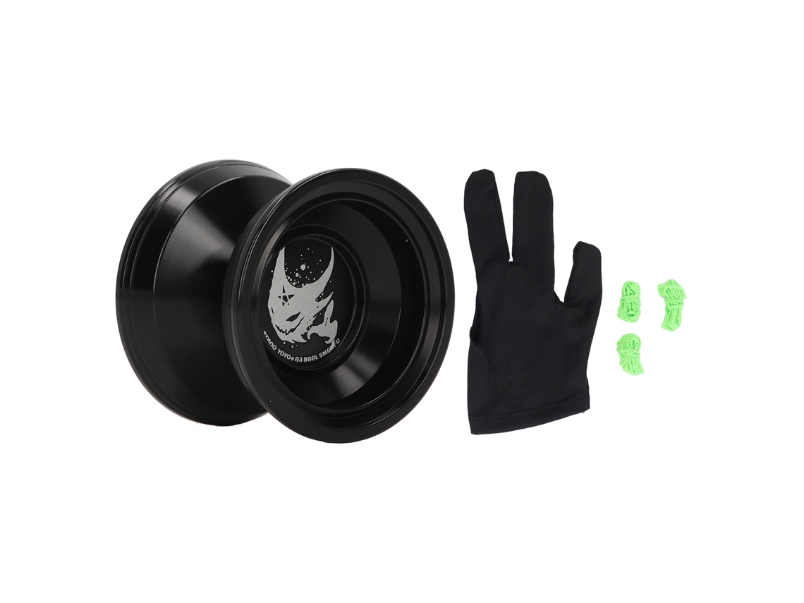 Ats-yoyo Desresponsive De Aleación Con Rodamiento Estable, Rotación Suave, Guante Y Cuerda Para Niños, Color Negro Brillante