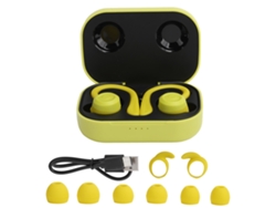 Auriculares Inalámbricos Bluetooth Con Gancho Para La Oreja, Ideales Para Deportes. Auriculares Intrauditivos Con Estuche De Carga (amarillo Brillante).