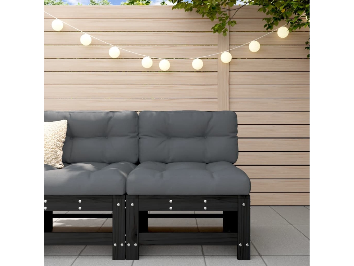 Sofá de jardín de madera maciza de pino negro de Dkd Home Decor