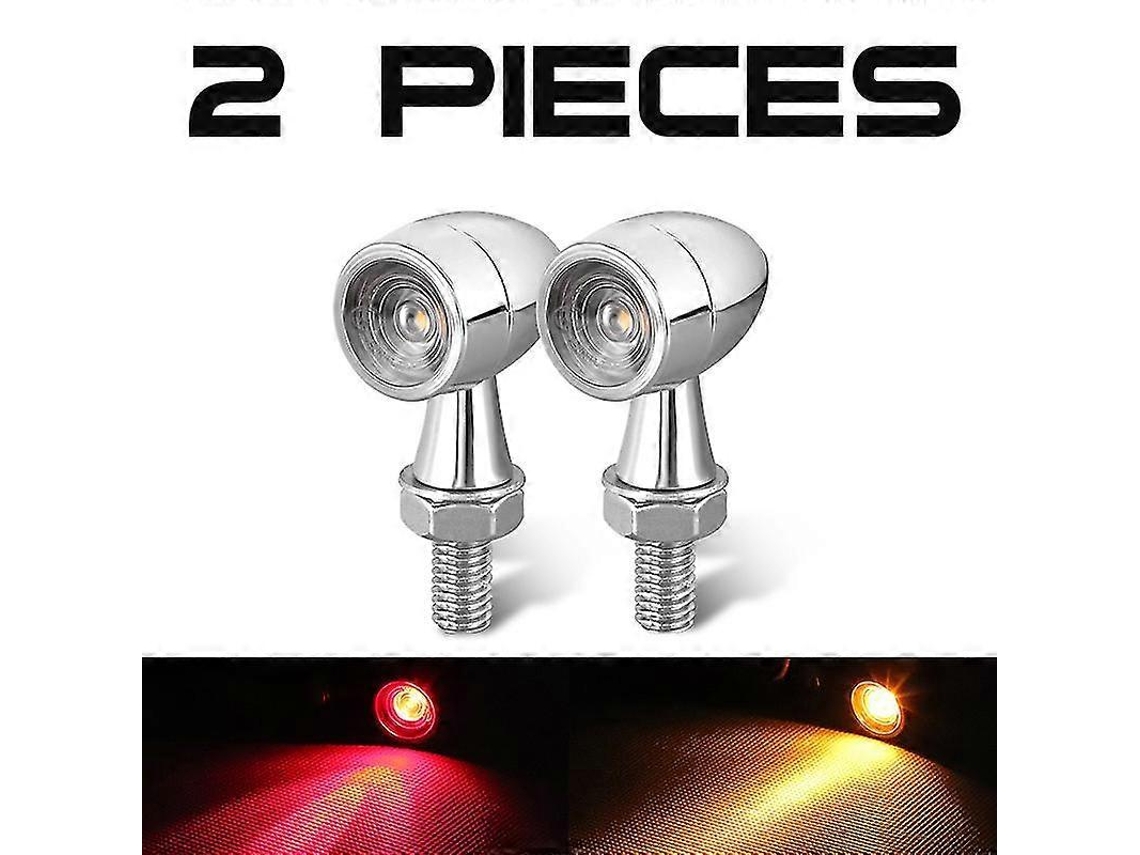 Rebe-luces De Señalización Led Moto Chrome 12v Indicadores Intermitentes Drl Freno Para Honda Suzuki Kawasaki 2 Piezas Rojo Amarillo