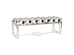 Banco de cuero y acero con estampado de rombos blancos (122x41x44cm) ALEXANDRA HOUSE LIVING