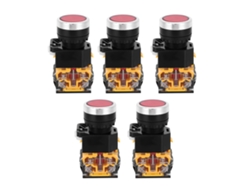 5 Interruptores De Botón Pulsador De 22 Mm, 37 V-440 V, Reinicio Automático, Sin Luz (rojo)