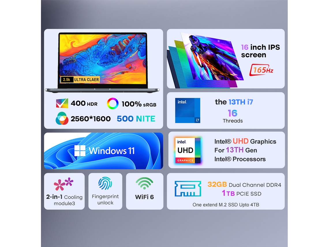 Notebook Ninkear 16 Pulgadas, 165hz Ips, 32gb Ddr4, 1tb Ssd, Windows 11 Luz Dorada
