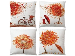 2026-30108-4 Fundas De Almohada Decorativas Otoño Hoja De Arce Rojo 45x45cm Para Sofa Cama Coche