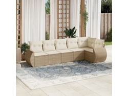 Conjunto de 6 sofás de jardín con cojines de mimbre beige Dkd Home Decor