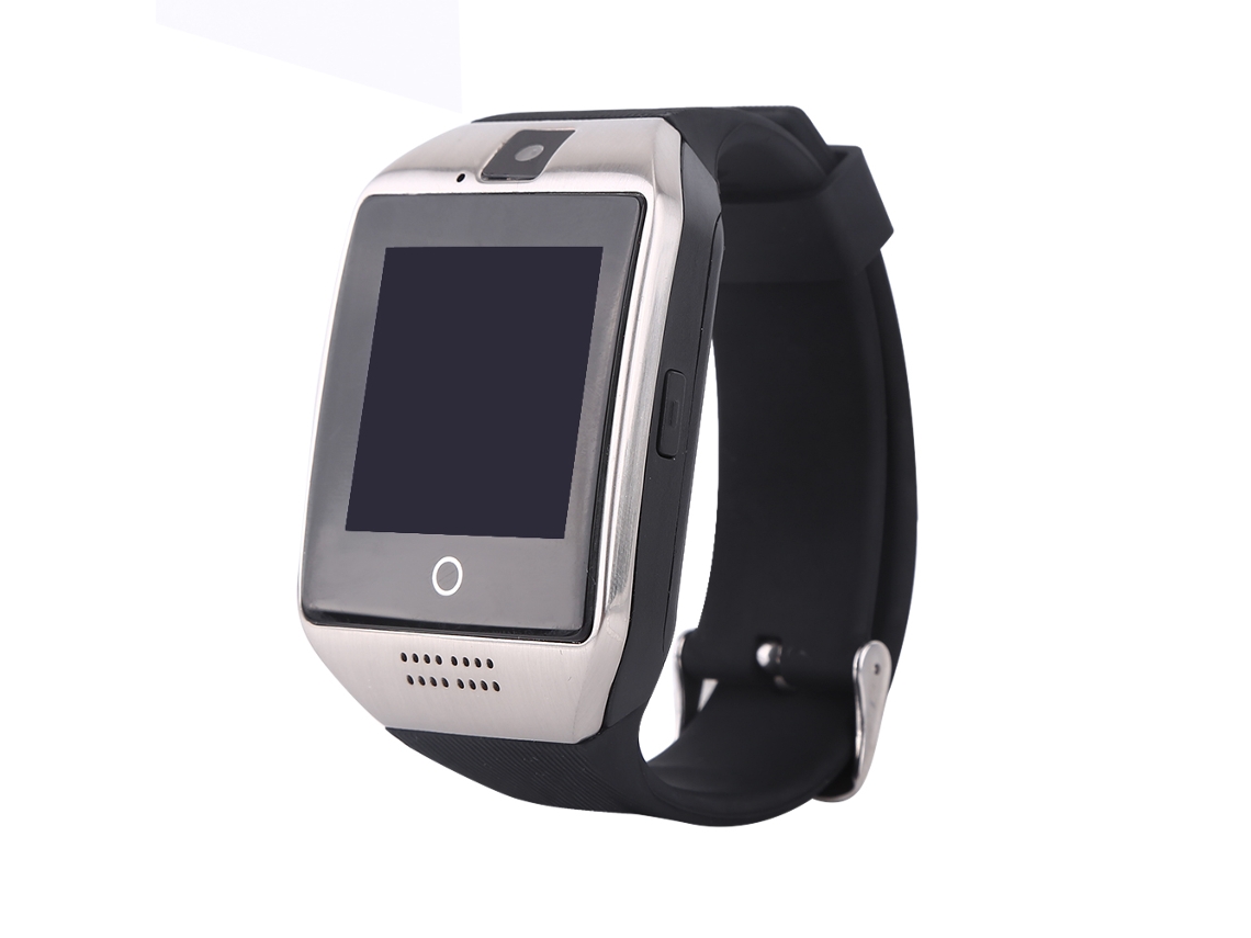 Reloj Inteligente (podómetro Bluetooth) Reloj Inteligente Q18 Apro’s (cuadro Plateado + Correa Negra)