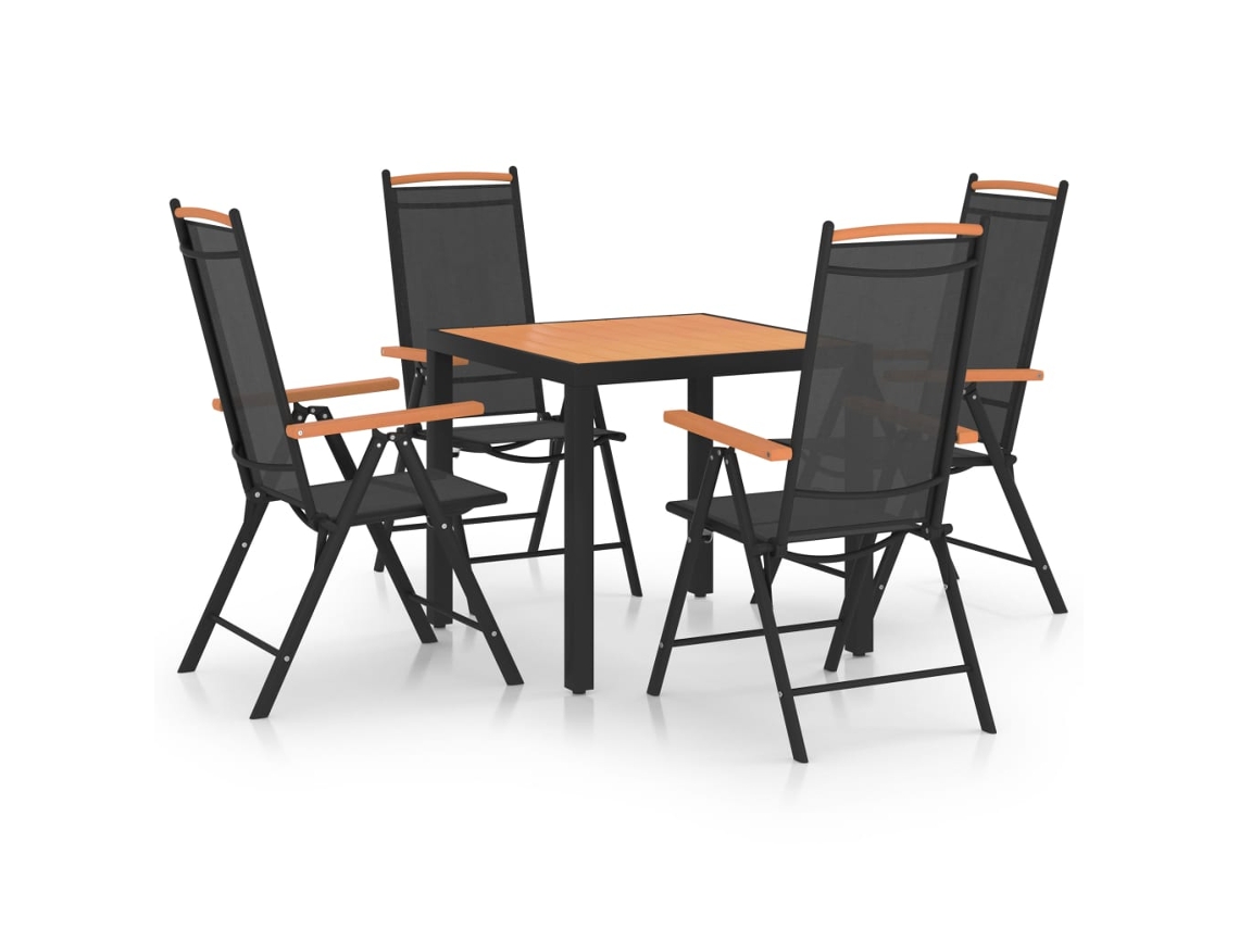 Conjunto 5 de comedor de jardín VIDAXL aluminio negro