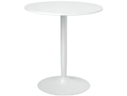 Mesa redonda para 2 personas, mesa de cocina moderna con base de acero y patas antideslizantes, Ø70 x 75 cm, blanca.