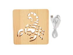 Lámpara de escorpión 3D, LED de madera, alimentada por USB, para dormitorio, oficina, cafetería.