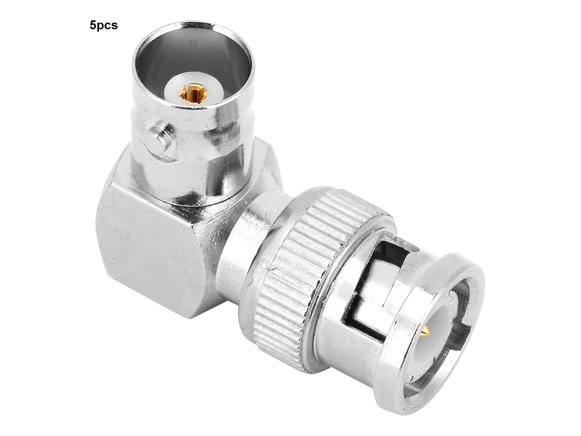 Omni-5 Piezas Conector Bnc Macho A Hembra De Latón En L 90 Grados Adaptador De Cable Coaxial